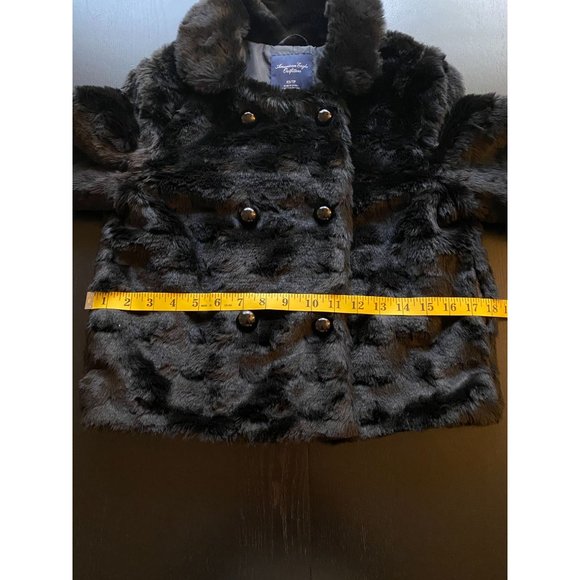 American Eagle Faux Fur Jacket Womens‎ XS Black Double-Breasted Coat Winter - Picture 9 of 11